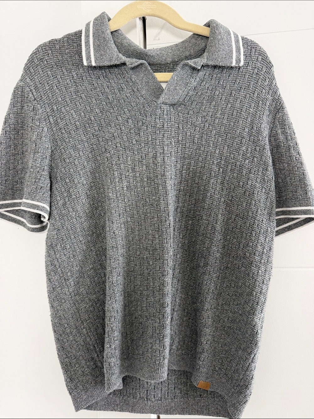 Abercrombie & Fitch Gray Knit Polo with White Trim